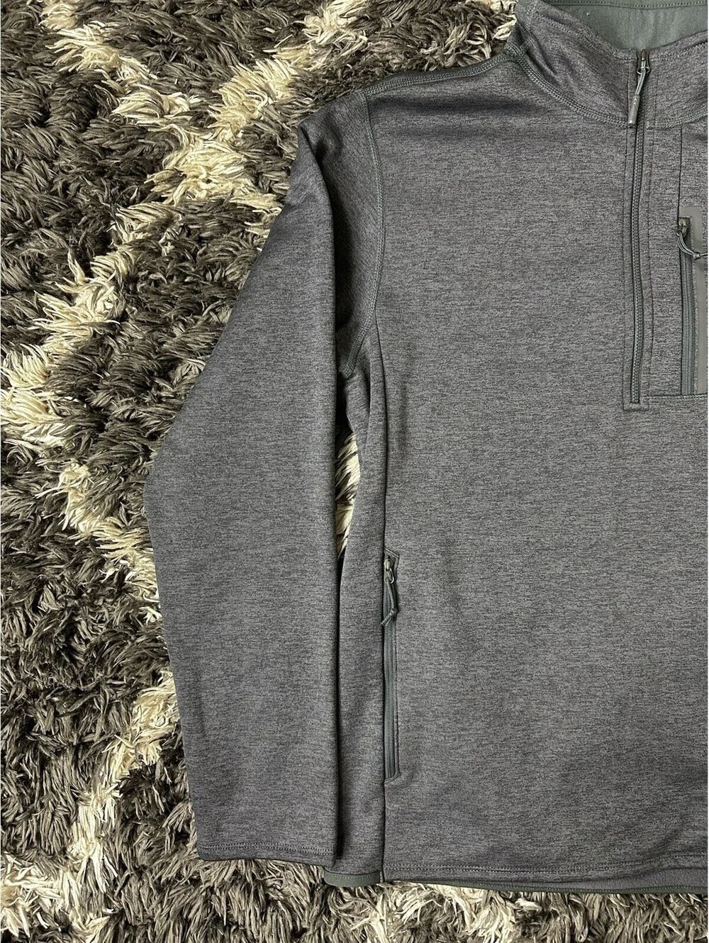 The North Face 1/4 Zip Fleece Pullover Jacket Grey Mens L KB Transportation